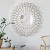 Hand-Carved Wood Medallion Sunburst Accent Mirror – White (31")